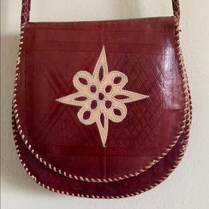 Hand made leather cross body bag